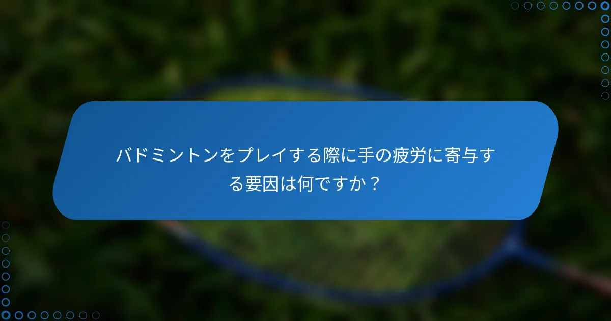 バドミントンをプレイする際に手の疲労に寄与する要因は何ですか？